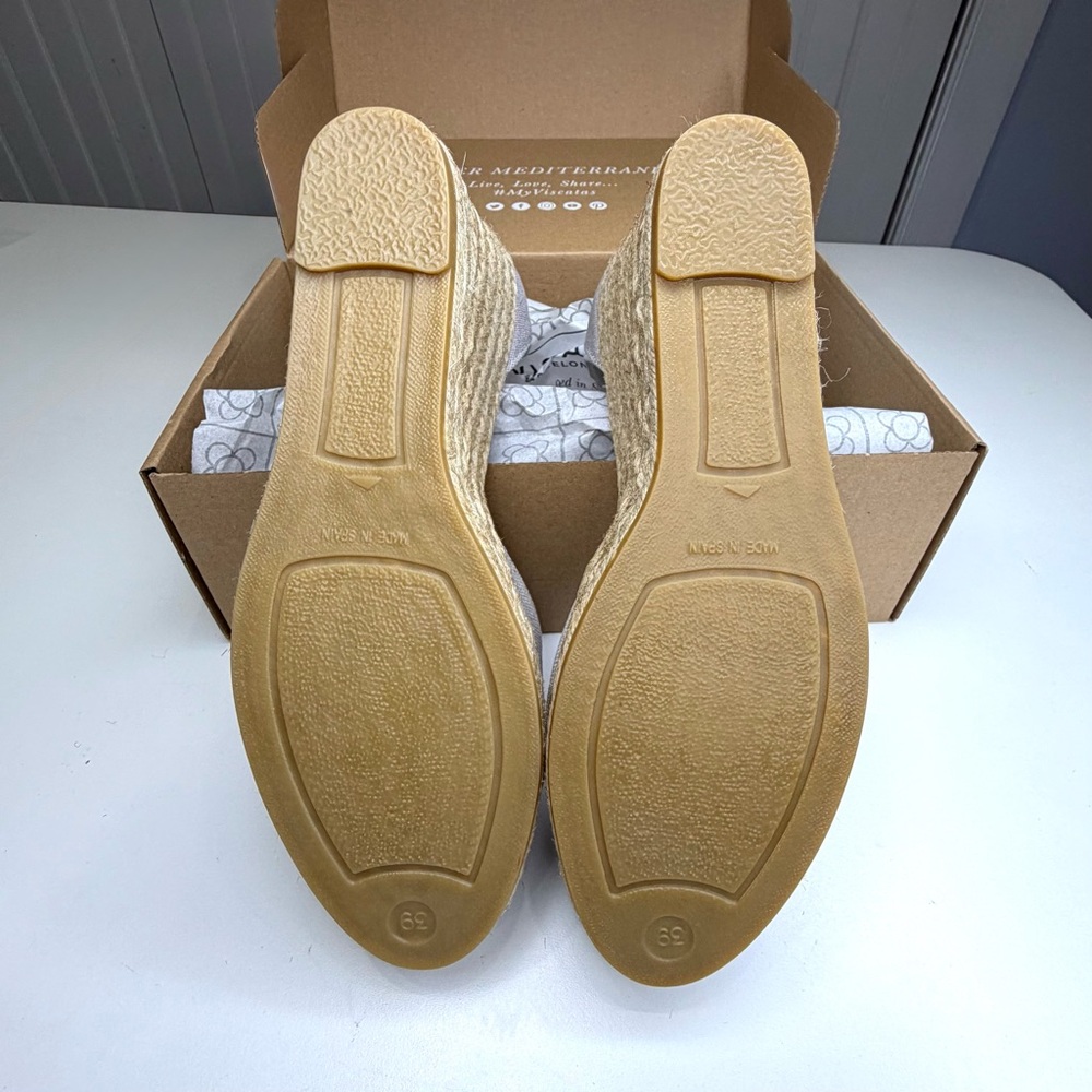 Viscata Estartit Women's Ash Gray Canvas Espadrille Wedge Sandals, size 39. NEW! - Picture 3 of 6